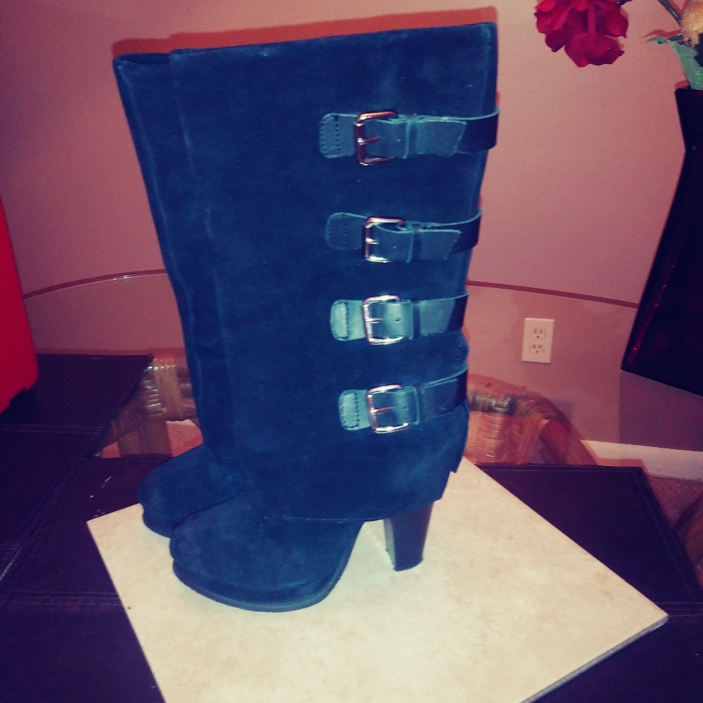 Black Suede Boots - Size 5
